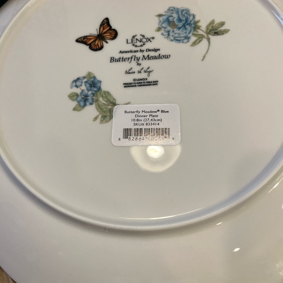 Lenox Butterfly Meadow Blue 12 piece Dinnerware set BONUS Tea Kettle - Picture 5 of 10